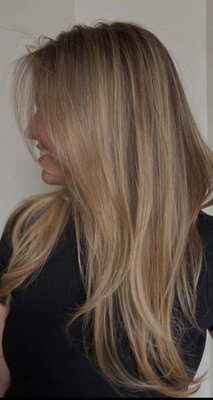 Lived in, Balayage - Lived-in blonde balayage customized for healthy, dimensional results. This look was created using a low-maintenance technique to keep the blonde bright, blended, and glossy without over-processing. Ideal for clients wanting soft dimension, natural grow-out, and long-lasting color.