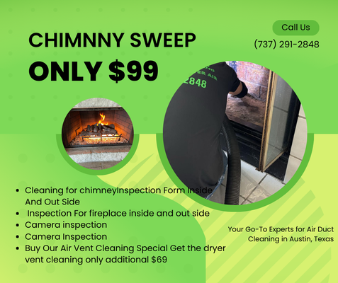 Chimney Sweep - Green Air Duct Cleaning Austin stands out in the field of chimney sweep services, offering unparalleled expertise to keep your chimney clean and your home safe. Our certified professionals are trained in the latest techniques to effectively remove soot, creosote, and other obstructions, reducing the risk of chimney fires and improving air quality. We use environmentally responsible methods to ensure that every sweep is thorough and efficient, focusing on both functionality and safety. With regular chimney maintenance from Green Air Duct Cleaning Austin, you can enjoy the cozy warmth of your fireplace with peace of mind, knowing your chimney is in top condition.