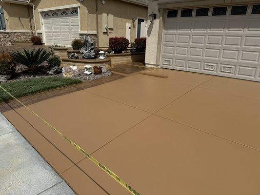 Customer needed his driveway to be refurbished - This driveway was incomplete need of repairs. This customer tried doing the driveway himself and did not prep it correctly so the material did not adhere correctly. We prepped it, stained it and put a sealant on it. Customer needed his driveway to be refurbished - This driveway was incomplete need of repairs. This customer tried doing the driveway himself and did not prep it correctly so the material did not adhere correctly. We prepped it, stained it and put a sealant on it.