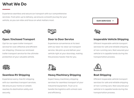 What We Do! - Experience seamless and secure car transport with our comprehensive services. From pick-up to delivery, we ensure a smooth journey for your vehicle, so you can relax and focus on what matters most.