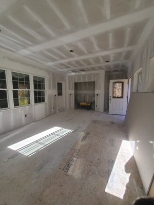 Job #252 - This new room extension was added, we were called in to Mud the wall and get it ready for paint. Job #252 - This new room extension was added, we were called in to Mud the wall and get it ready for paint.