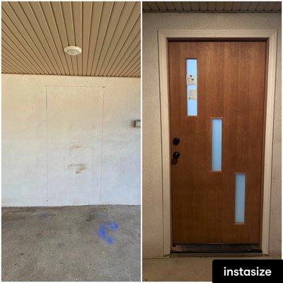 New Door way - The home owner wanted to add a door way on their garage that only had a front roll up door. This project came out great and the client was very happy. New Door way - The home owner wanted to add a door way on their garage that only had a front roll up door. This project came out great and the client was very happy.