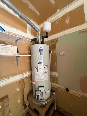 New 40 Gallon Water Heater - This is a bread and butter project for us, a new 40 gallon gas water heater installed. New 40 Gallon Water Heater - This is a bread and butter project for us, a new 40 gallon gas water heater installed.