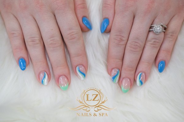 UV Gel Full Set extensions with design - LZ Nails & Spa prides ourselves with top of the line manicures and pedicures from experienced professionals. Following safe and clean regulations, we keep you relaxed, refreshed, and 100% satisfied with our service. We pride ourselves by having an excellent variety of high quality polishes and UV Gel.Choose from a multitude of colors to match your style. UV Gel Full Set extensions with design - LZ Nails & Spa prides ourselves with top of the line manicures and pedicures from experienced professionals. Following safe and clean regulations, we keep you relaxed, refreshed, and 100% satisfied with our service. We pride ourselves by having an excellent variety of high quality polishes and UV Gel.Choose from a multitude of colors to match your style.