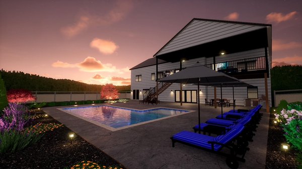 A Custom Swimming pool with Handrail. - A Custom Pool with Wet Edge Matrix series pebble interior. Marble Pool deck With a custom granite table to enjoy by the pool with Family and Friends having drinks in the Florida Summer.