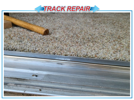 Sliding Door Track Repair - In most situations, if you wait too long to replace your worn-out sliding door rollers it will cause track damage. One of our services and our specialty is to save the track and repair any damaged track.