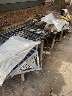 Roller Brackets for gate - Ornamental Brackets were designed and fabricated onsite for sliding gate wheels. Roller Brackets for gate - Ornamental Brackets were designed and fabricated onsite for sliding gate wheels.
