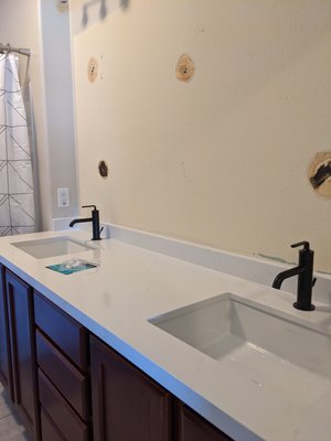 bathroom upgrade - This service consisted of removing the old faucets and replacing them with customer provided parts. bathroom upgrade - This service consisted of removing the old faucets and replacing them with customer provided parts.