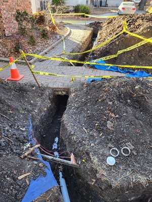Reroute drains from under slab Tunnel 11 on each side of home to reroute downstairs restrooms.Kitchen-laundry upstairs no longer under slab - This turned out to be a great experience for home owner was so amazed of outcome. Eliminated over 100 ft of drains under slab and rerouted in yard. 22 ft tunnel was required due to downstairs restrooms brought fixtures on outside walls straight through brick instead of under slab. After everything is inspected and dirt backfilled can’t even tell we were there.