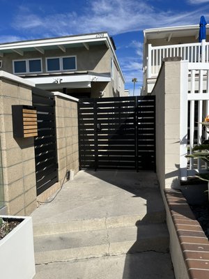 Newport Beach Custom Gates - When the clients were doing a complete renovation of their property, they contacted me to design and build 4 custom gates, with high security locks and a custom aluminum table to boot.