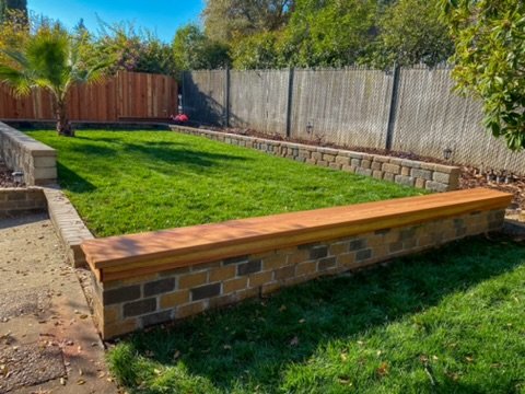 Retaining Wall Outdoor Bench - This retaining wall outdoor bench was custom-built for a customer in Carmichael, CA. Retaining Wall Outdoor Bench - This retaining wall outdoor bench was custom-built for a customer in Carmichael, CA.
