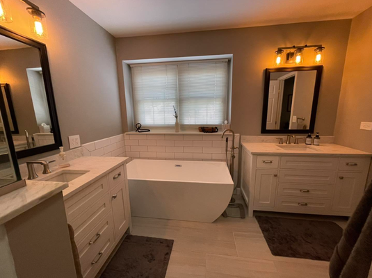 Bathroom Remodeling - Step into a bathroom that feels like your own personal oasis. At Bell Painting & Remodeling, we turn ordinary bathrooms into spa-like retreats designed for comfort, functionality, and style. Whether you’re looking for a simple refresh or a complete transformation, we customize every detail to suit your taste and lifestyle.
With more than 35 years of experience, I, Tom Haubold, personally manage every bathroom remodel to guarantee quality you can see and craftsmanship you can trust. From elegant tile work to modern fixtures, our team uses only top-grade materials and the latest techniques for a flawless finish. We pride ourselves on clear communication, reliability, and respect for your home delivering results you’ll love for years to come.
Choose Bell Painting & Remodeling and experience the difference that expertise and true customer care can make.
Ready to elevate your bathroom? Contact us today for your free estimate! Bathroom Remodeling - Step into a bathroom that feels like your own personal oasis. At Bell Painting & Remodeling, we turn ordinary bathrooms into spa-like retreats designed for comfort, functionality, and style. Whether you’re looking for a simple refresh or a complete transformation, we customize every detail to suit your taste and lifestyle.
With more than 35 years of experience, I, Tom Haubold, personally manage every bathroom remodel to guarantee quality you can see and craftsmanship you can trust. From elegant tile work to modern fixtures, our team uses only top-grade materials and the latest techniques for a flawless finish. We pride ourselves on clear communication, reliability, and respect for your home delivering results you’ll love for years to come.
Choose Bell Painting & Remodeling and experience the difference that expertise and true customer care can make.
Ready to elevate your bathroom? Contact us today for your free estimate!