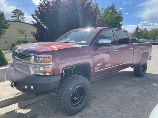 2014 Chevy Silverado 1500 - -7” Rough Country knuckle kit with Vertex fully adjustable shocks
-35x12.50x17 Toyo Open Country A/T
-17” Black Method Race Wheels
-Wheel alignment 2014 Chevy Silverado 1500 - -7” Rough Country knuckle kit with Vertex fully adjustable shocks
-35x12.50x17 Toyo Open Country A/T
-17” Black Method Race Wheels
-Wheel alignment