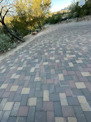 Customer wanted pavers layed in drymix portland - Customer had already had driveway redone but squirrels kept tunneling underneath driveway, solution was to ttanper and lay pavers in a drymix formula(mortar sand/portland) so it would no happen again Customer wanted pavers layed in drymix portland - Customer had already had driveway redone but squirrels kept tunneling underneath driveway, solution was to ttanper and lay pavers in a drymix formula(mortar sand/portland) so it would no happen again