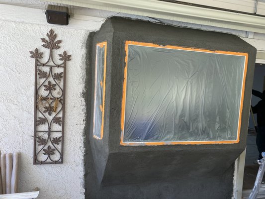 The Seamless Stucco Refresh - Full stucco remodel: meticulous masking, base coat application, precision texture matching, and fresh paint for a seamless, durable finish.