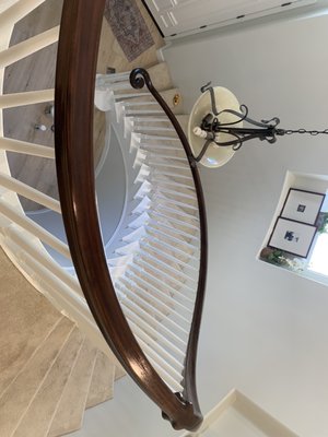 Stairs finish upgrade, Camarillo 2024 - Customer wanted to add more life and light in the surrounding of the stairs which was the main entrance, main entry door was painted too to allow day light to reflect more on it, main door had a espresso dark stain. Stairs finish upgrade, Camarillo 2024 - Customer wanted to add more life and light in the surrounding of the stairs which was the main entrance, main entry door was painted too to allow day light to reflect more on it, main door had a espresso dark stain.