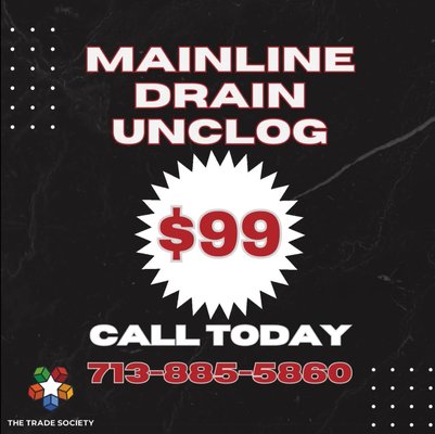 Mainline Drain Unclog - A clogged drain is more than just a minor inconvenience—it disrupts daily life and can lead to water damage, unpleasant odors, and other setbacks. Tackling these issues without a professional plumber's expertise can be challenging. That’s where The Trade Society comes in. We provide prompt and efficient drain cleaning services across Texas, including Katy, Cypress, Sugarland, Houston, Cinco Ranch, Brookshire, Fulshear, Spring Branch, Memorial, and surrounding areas. Our plumbers are known for their clean, honest approach, ensuring your drains are cleared with minimal mess. Contact us today for reliable service. Mainline Drain Unclog - A clogged drain is more than just a minor inconvenience—it disrupts daily life and can lead to water damage, unpleasant odors, and other setbacks. Tackling these issues without a professional plumber's expertise can be challenging. That’s where The Trade Society comes in. We provide prompt and efficient drain cleaning services across Texas, including Katy, Cypress, Sugarland, Houston, Cinco Ranch, Brookshire, Fulshear, Spring Branch, Memorial, and surrounding areas. Our plumbers are known for their clean, honest approach, ensuring your drains are cleared with minimal mess. Contact us today for reliable service.