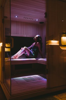 Full Spectrum Infrared Sauna - Sit back and relax in our brand new Sunlighten Full Spectrum Infrared Sauna. This therapeutic session heats the core body temperature to produce a deep, detoxifying sweat at the cellular level, and will leave you feeling rejuvenated. Great as a stand alone service or in combination with a massage or facial. Full Spectrum Infrared Sauna - Sit back and relax in our brand new Sunlighten Full Spectrum Infrared Sauna. This therapeutic session heats the core body temperature to produce a deep, detoxifying sweat at the cellular level, and will leave you feeling rejuvenated. Great as a stand alone service or in combination with a massage or facial.