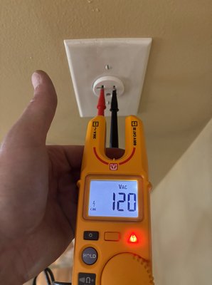 Outlet Repair - This outlet was 240 volts when we started, now it’s 120volts. Outlet Repair - This outlet was 240 volts when we started, now it’s 120volts.