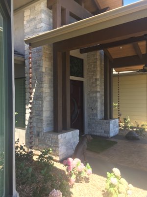 Gutters & Rainchains - Seamless aluminum gutter installation with Rainchains. Custom home in Temecula California