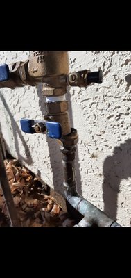 New Manifold, Valves, and wiring. - The original manifold was built by the homeowner, and had cracked due to some water not being able to properly drain out. There was also a brass valve on the backflow that needed to be replaced also due to freeze damage. The new manifold needed more valves for future zones going to the back yard, and a drip zone in the front. The project took about 5 hours in total. New Manifold, Valves, and wiring. - The original manifold was built by the homeowner, and had cracked due to some water not being able to properly drain out. There was also a brass valve on the backflow that needed to be replaced also due to freeze damage. The new manifold needed more valves for future zones going to the back yard, and a drip zone in the front. The project took about 5 hours in total.