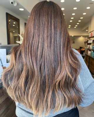 Balayage - Balayage is a subtle freehand coloring technique. Color is painted directly onto designated sections of the hair without using foil. The result is a more natural, sun-kissed hue, without any harsh contrast between colors.