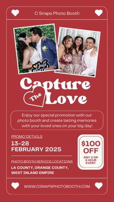 *FEB PROMO* - $100 OFF & 30% Off Scrapbook! - Take $100 OFF & add on a $70 photo scrapbook ($100 value) to any 3 or 4 hour event when you book by Feb 28th!