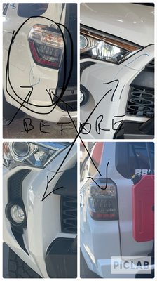 2020 Toyota 4 runner - This beautiful truck have some scratches on the rear bumper abs front bumper , we repaired , primer paint and buff 2020 Toyota 4 runner - This beautiful truck have some scratches on the rear bumper abs front bumper , we repaired , primer paint and buff