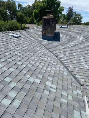 New Roof Completed - Residential Roof Replacement- Old Roof and flashings removed and a Brand New CertainTeed Lifetime Landmark PRO Solaris Cool Roof installed. New Flashings, chimney saddles, attic exhaust vents and gutters! New Roof Completed - Residential Roof Replacement- Old Roof and flashings removed and a Brand New CertainTeed Lifetime Landmark PRO Solaris Cool Roof installed. New Flashings, chimney saddles, attic exhaust vents and gutters!