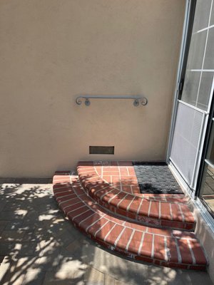 Custom Entry Handrails – Los Angeles - We installed custom iron handrails for front and side entry steps to improve safety and accessibility. Each rail was crafted to fit the unique entryway design, providing sturdy support while maintaining a clean, minimal look that complements the home.