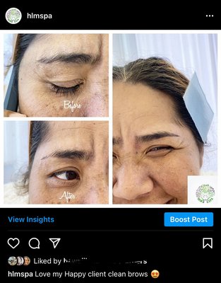 Happy Brow waxing client - Happy eyebrow waxed clients