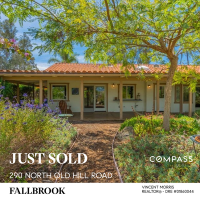 Sold Another Fallbrook Home - SOLD - Charming single-level Spanish-style home. 3 Bd, 2 BA 1,866 SF property in the heart of Fallbrook. Presented home with top agent pitch sessions, leveraged 22 years of my contact sphere, and with the number one real estate company in the country. I am available fo listing & selling of your home. Contact me at 760.712.6876. Vincent Morris Team