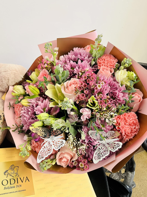 Mixed Flower Bouquet - Bouquet will be delivered approximately as pictured. Includes 1 DZ roses and additional flowers. Designers choice. Mixed Flower Bouquet - Bouquet will be delivered approximately as pictured. Includes 1 DZ roses and additional flowers. Designers choice.