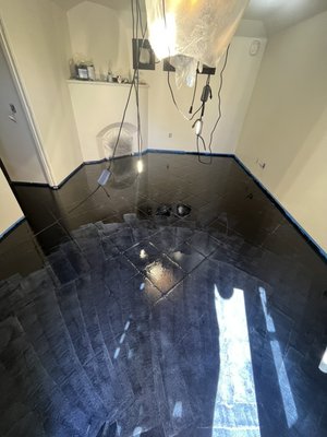 Epoxy floor (non water based) - This is a process which takes a few extra steps , the price of material for this project was 650$ labor is double the material so we charged 1,300$ for the installation .
Then 2 coats of clear coat for an additional 800$ leaving the total cost of this project at : 2,750$ Epoxy floor (non water based) - This is a process which takes a few extra steps , the price of material for this project was 650$ labor is double the material so we charged 1,300$ for the installation .
Then 2 coats of clear coat for an additional 800$ leaving the total cost of this project at : 2,750$