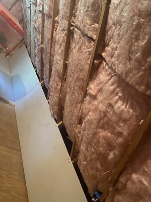 Insulation, wall framing, Sheetrock and painted - In these pictures we had started with putting insulation and building frames for walls and ceiling. After having the frame work done we had hung Sheetrock, taped it, mud it up, sand it down than sprayed texture and painted.