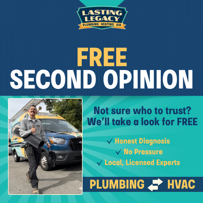 CURRENT SPECIALS - Whether your air conditioner is on the fritz or your main line needs clearing, contact Lasting Legacy for the latest offers for HVAC & plumbing services! CURRENT SPECIALS - Whether your air conditioner is on the fritz or your main line needs clearing, contact Lasting Legacy for the latest offers for HVAC & plumbing services!