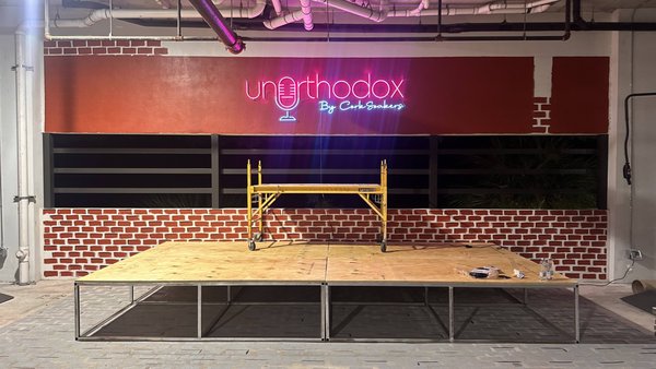 LED Signage & Stage Install for Unorthodox by Cork Soakers - This custom LED sign and stage installation was designed for Unorthodox by Cork Soakers, a bold creative concept that required a statement piece. We handled the full install from raw wall to event-ready setup—bringing light, branding, and atmosphere to the space. LED Signage & Stage Install for Unorthodox by Cork Soakers - This custom LED sign and stage installation was designed for Unorthodox by Cork Soakers, a bold creative concept that required a statement piece. We handled the full install from raw wall to event-ready setup—bringing light, branding, and atmosphere to the space.