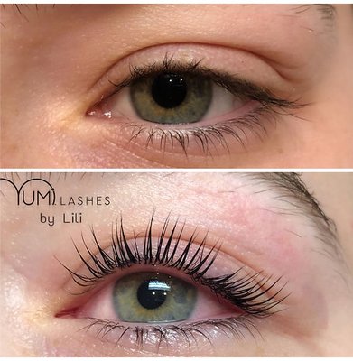 Yumi Keratin Lash Lift - Yumi Lashes is our most popular treatment!  The Yumi technology uses new innovations based on the improvement of the natural structure of each cilium.  Thus, YumiLash results are breathtaking and does not have any equivalent in the world!  Optional color boost is complimentary for first time clients.  The boosting and lifting effect lasts 8-14 weeks!

YumiLashes are hypoallergenic, non-toxic, paraben-free and formaldehyde-free.