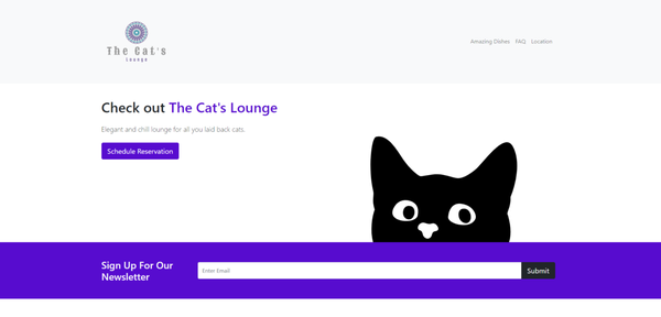 The Cat's Lounge - This single page application was created using Bootstrap 5.