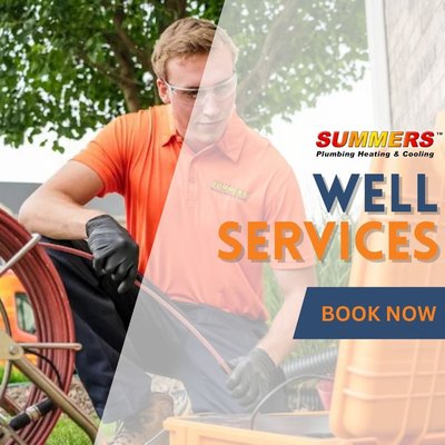 Well Repair, Maintenance, Well Pumps & Pressure Tanks in Fort Wayne and Central Indiana - Summers offers wide range of Well Services in Fort Wayne, IN:
Well Drilling
Well Repair
Well Maintenance
Well Pumps
Well Pressure Tanks
Well Sanitization
The Summers Difference:
Pricing Upfront - You Agree To The Price Before The Work Starts.
Drug Tested, Background Checked & Licensed Technicians.
Free Second Opinions.
Our Trucks Coming Fully Stocked For Fast Service.
Easy Scheduling Options.
Flexible Financing & Payment Options
Regular maintenance of your well system is essential for keeping your water supply safe and reliable. With routine inspections and service, many homeowners avoid costly repairs and ensure consistent water quality. At Summers Plumbing Heating & Cooling of Fort Wayne, we repair, maintain, and install well systems to keep your home’s water flowing clean and strong.
24/7 Emergency Well Repair in Fort Wayne, IN
With over 40 years of experience, Summers Plumbing Heating & Cooling has built a reputation for dependable and professional well services. We take pride in doing the job right the first time, putting our customers’ needs at the center of everything we do. Homeowners trust us for our consistent service, expert solutions, and emergency availability when well issues can’t wait.
If you’re dealing with low water pressure, no water at all, or concerns about your well system’s performance, contact Summers Plumbing Heating & Cooling today—we’re here to help restore your water with speed and care. Well Repair, Maintenance, Well Pumps & Pressure Tanks in Fort Wayne and Central Indiana - Summers offers wide range of Well Services in Fort Wayne, IN:
Well Drilling
Well Repair
Well Maintenance
Well Pumps
Well Pressure Tanks
Well Sanitization
The Summers Difference:
Pricing Upfront - You Agree To The Price Before The Work Starts.
Drug Tested, Background Checked & Licensed Technicians.
Free Second Opinions.
Our Trucks Coming Fully Stocked For Fast Service.
Easy Scheduling Options.
Flexible Financing & Payment Options
Regular maintenance of your well system is essential for keeping your water supply safe and reliable. With routine inspections and service, many homeowners avoid costly repairs and ensure consistent water quality. At Summers Plumbing Heating & Cooling of Fort Wayne, we repair, maintain, and install well systems to keep your home’s water flowing clean and strong.
24/7 Emergency Well Repair in Fort Wayne, IN
With over 40 years of experience, Summers Plumbing Heating & Cooling has built a reputation for dependable and professional well services. We take pride in doing the job right the first time, putting our customers’ needs at the center of everything we do. Homeowners trust us for our consistent service, expert solutions, and emergency availability when well issues can’t wait.
If you’re dealing with low water pressure, no water at all, or concerns about your well system’s performance, contact Summers Plumbing Heating & Cooling today—we’re here to help restore your water with speed and care.