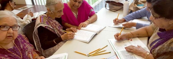 Adult Day Care - Our ADS Seniors get together periodically to do an indoor activity. UMAS takes pride in giving the seniors the best environment to lead a happy and comfortable life. They sit in groups to do paintings, drawings, art and craft work. Our Naperville and other locations exhibit our senior’s work throughout their locations for everyone to enjoy. This makes the seniors proud and happy. UMAS believes that, Artwork helps our seniors in many ways namely, to relax, curtail anxiety and depression. It gives them a feeling of control, improves communication and socialization (which are very important), encourages humor and playfulness, improves cognition, offers sensory stimulation, fosters a strong sense of identity, Bolsters self-esteem, nurtures faith and most of all reduces isolation. Adult Day Care - Our ADS Seniors get together periodically to do an indoor activity. UMAS takes pride in giving the seniors the best environment to lead a happy and comfortable life. They sit in groups to do paintings, drawings, art and craft work. Our Naperville and other locations exhibit our senior’s work throughout their locations for everyone to enjoy. This makes the seniors proud and happy. UMAS believes that, Artwork helps our seniors in many ways namely, to relax, curtail anxiety and depression. It gives them a feeling of control, improves communication and socialization (which are very important), encourages humor and playfulness, improves cognition, offers sensory stimulation, fosters a strong sense of identity, Bolsters self-esteem, nurtures faith and most of all reduces isolation.