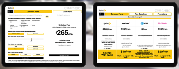 Plan Comparison & Quote System for Sprint - The new tool was more efficient for Sprint's sales team and significantly reduced the number of misquotes. Plan Comparison & Quote System for Sprint - The new tool was more efficient for Sprint's sales team and significantly reduced the number of misquotes.