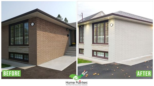 Exterior Brick Staining, John - This house had a very outdated brick colour, and our client wanted to update the shade of the colour plus do some repairs on the bricks. We gave the client a colour consult to help them select the colours. The result is a modern gray, and the client was satisfied. We can do this for you! Brian Exterior Brick Staining, John - This house had a very outdated brick colour, and our client wanted to update the shade of the colour plus do some repairs on the bricks. We gave the client a colour consult to help them select the colours. The result is a modern gray, and the client was satisfied. We can do this for you! Brian
