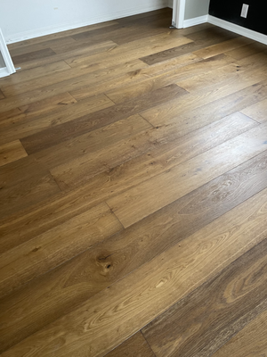 French Oak Engineered Installation - This is a new install where the customer just purchased a new home and wanted to replace all of the remaining rooms of carpet with the French Oak Engineered to match the rest of the house.