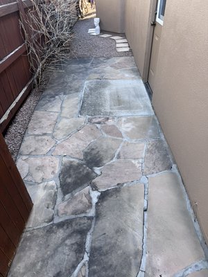 Side and porch clean up! - These dirt and grin stains were here for at least 7 years. Client says she has never had it cleaned. We got there today and cleaned it up for her! She was very happy with the results