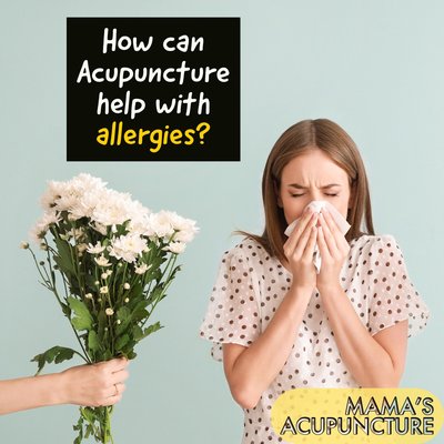 How ACUPUNCTURE can help with allergies. - Acupuncture helps to modulate the immune system and improve overall quality of life in those with allergies. 

It helps to alleviate allergy symptoms like nasal congestion and dry/red eyes that accompany hay fever.