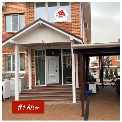 Custom Porch Awning Installation - The client wanted something different from the neighbors. We came up with a few designs using various materials and made a 3D model. They picked this one. We built the awning, then covered the porch and stairs with top-notch PVC boards and finished the carport ceiling to match. Turned out pretty good, don’t you think? Custom Porch Awning Installation - The client wanted something different from the neighbors. We came up with a few designs using various materials and made a 3D model. They picked this one. We built the awning, then covered the porch and stairs with top-notch PVC boards and finished the carport ceiling to match. Turned out pretty good, don’t you think?