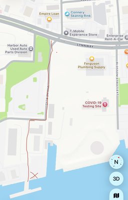 Directions from Lynnway - How to get to the boat from the Lynnway. Follow the red line to the boat and parking lot marked by the X.