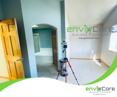 Mold Test -bath and room - Certified Mold Inspection of an upstairs bathroom and room with suspected water damage. Mold Test -bath and room - Certified Mold Inspection of an upstairs bathroom and room with suspected water damage.