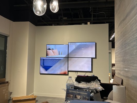 Commercial Video Wall Installation & Residential TV Mount – Las Vegas, NV - This project included two different installations completed by Level Up TV Mounting in Las Vegas.
The first was a 2x2 video wall setup in a commercial space. Each screen was carefully aligned for seamless viewing, mounted securely, and connected through a video wall controller system. Proper spacing, leveling, and cable management were key to achieving a clean professional finish.
The second installation was a residential wall-mounted TV positioned for optimal viewing height and angle. The mount was secured into wall studs, wiring was neatly organized, and the setup was tested to ensure stability and performance.
Every installation is completed with precision, clean workmanship, and attention to detail. Commercial Video Wall Installation & Residential TV Mount – Las Vegas, NV - This project included two different installations completed by Level Up TV Mounting in Las Vegas.
The first was a 2x2 video wall setup in a commercial space. Each screen was carefully aligned for seamless viewing, mounted securely, and connected through a video wall controller system. Proper spacing, leveling, and cable management were key to achieving a clean professional finish.
The second installation was a residential wall-mounted TV positioned for optimal viewing height and angle. The mount was secured into wall studs, wiring was neatly organized, and the setup was tested to ensure stability and performance.
Every installation is completed with precision, clean workmanship, and attention to detail.